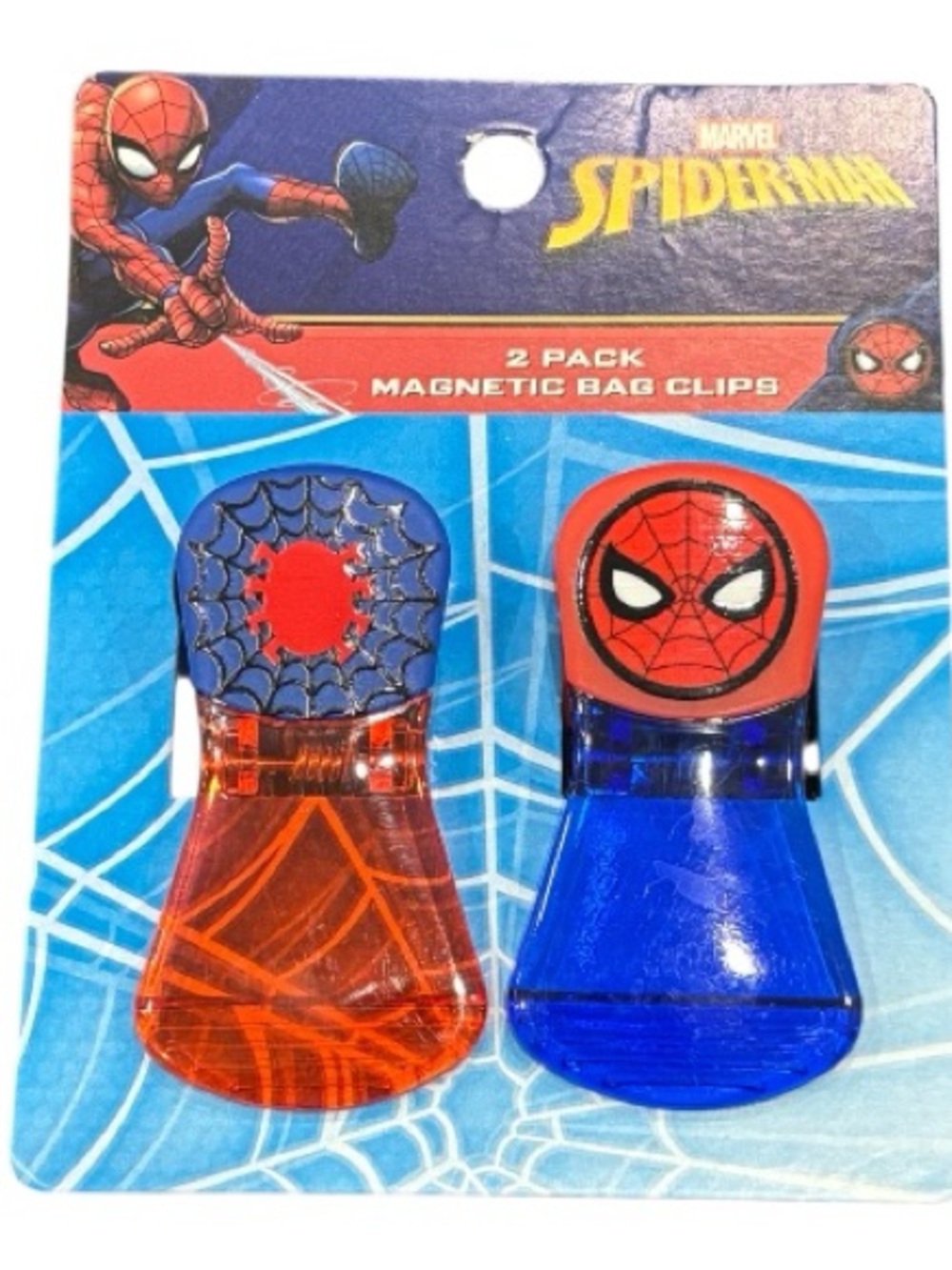 Marvel Spider-Man 2-Pack Magnetic Bag Clips - Red & Blue NEW